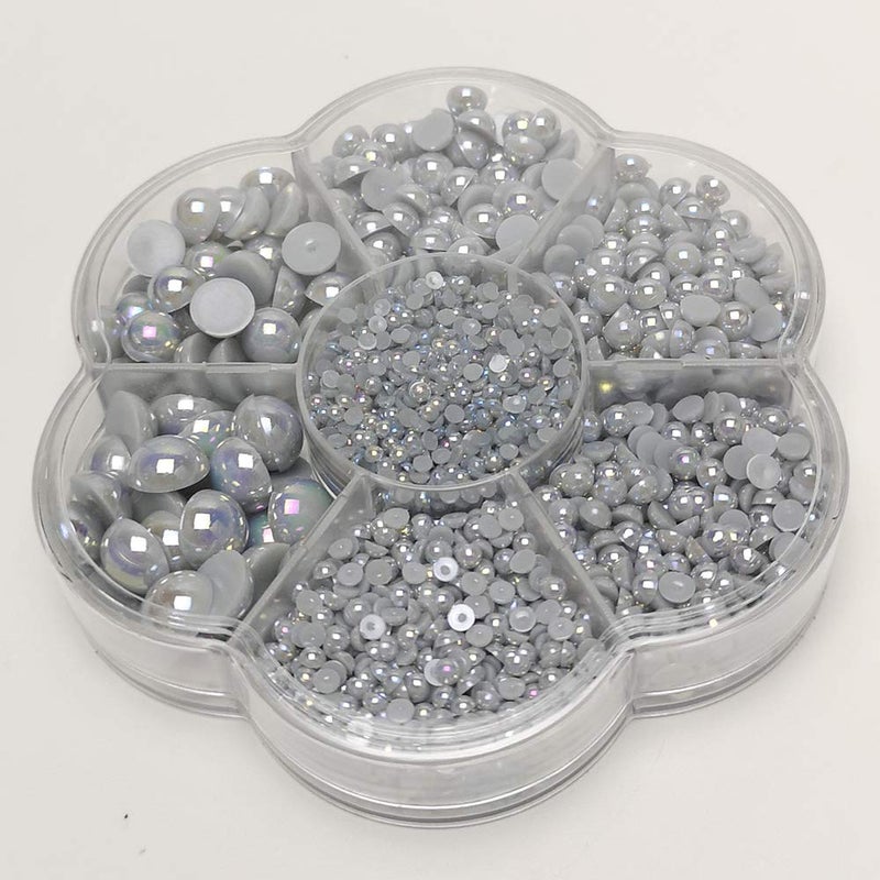 Chenkou Craft 3000PCS 1 Box Grey Round Flatback Imitation Half Pearls Bead Loose Beads Gem (Grey Hall Ball) - Image 4